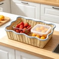 thumbnail image 5 of Hand-woven Paper Rope Storage Basket 15x11x3 Inch Imitation Rattan Decorative Organizer for Snacks and Sundries Home Kitchen Shelf Storage, 5 of 6