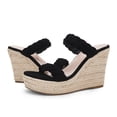 thumbnail image 3 of Women  wedge-shaped thick soled sandals with double straps woven slippers, summer cute slippers, beach vacation sandals, 3 of 4