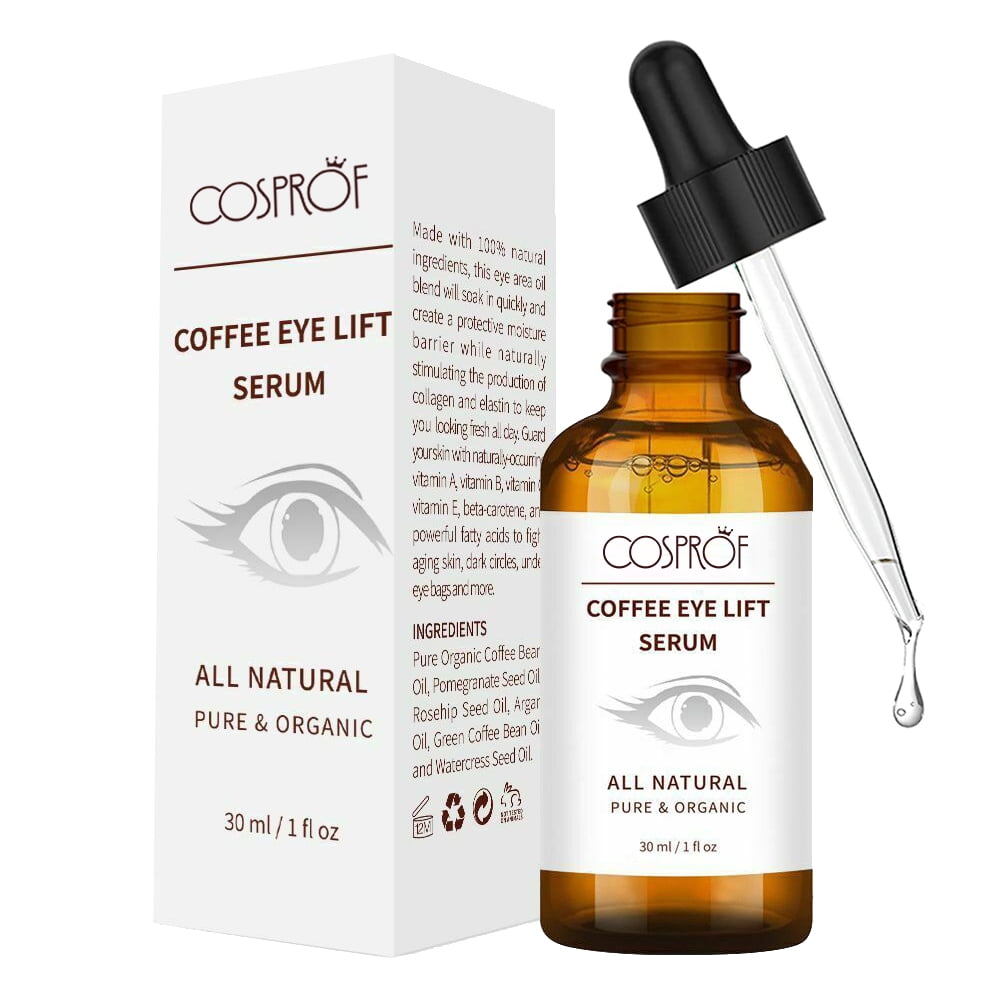 Cosprof Caffeine Eye Cream Under Eye Serum, Anti Aging Wrinkle Eye Lift Essence Reduces Puffy Saggy Eyes, Dark Circles, Eye Bags, Crow Feet, Fine Lines Eye Area Treat, 1 fl.oz