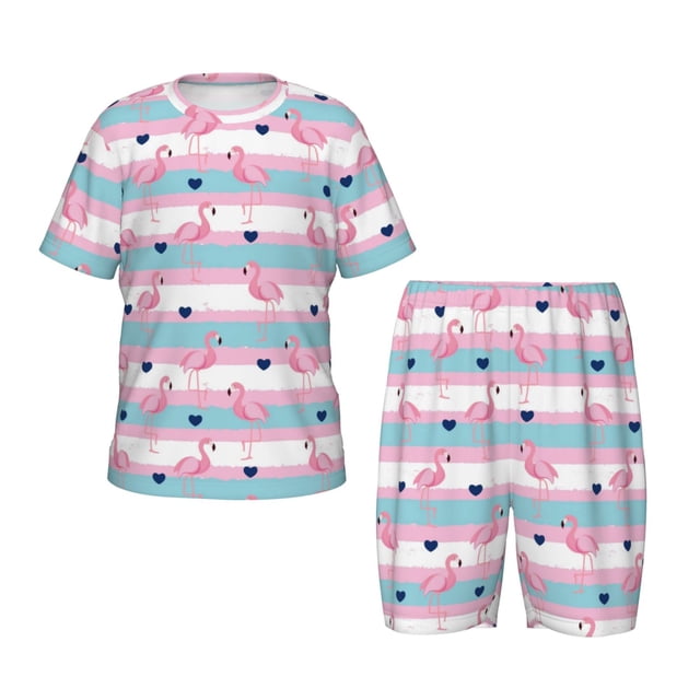 Balery Flamingo1 Conjunto de Pijama Infantil de Manga Corta con Estampado – Ropa de Dormir de Algodón Suave-3X-Large
