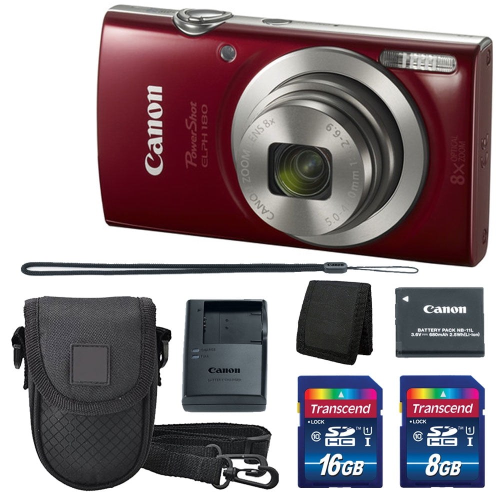Canon PowerShot Elph 180 Camera 20MP + 2 Memory Cards + Case + Wallet