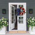 thumbnail image 3 of 18 Inch Independence Day Day Wreath for Front Door, Red Blue White Flowers Green Leaves Wreath for Inside and Outside, Decor for Memorial Day Patriotic Veterans Day, 3 of 7