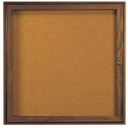 Aarco Products WBC3636R Red Oak Enclosed Bulletin Board - Walnut