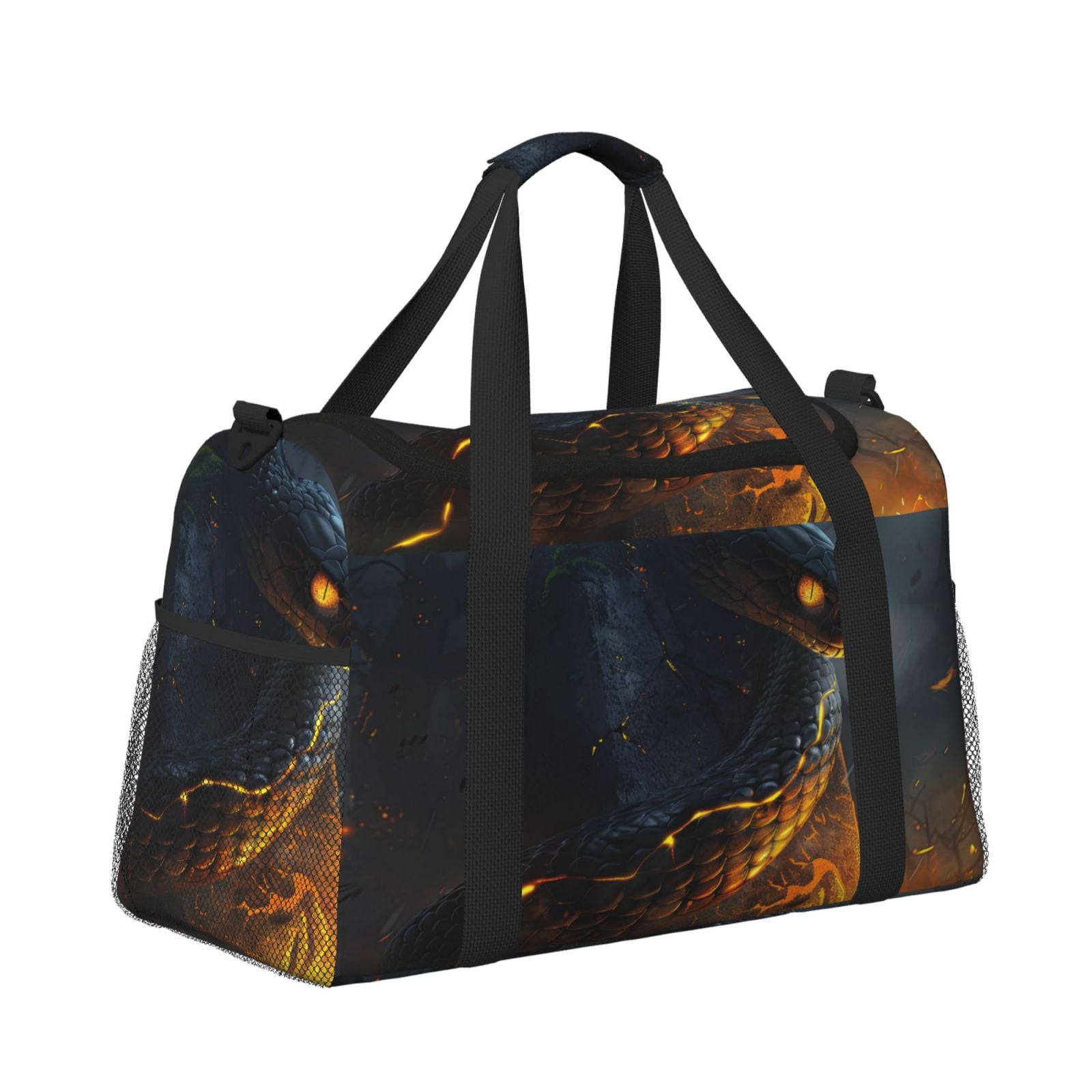 Fuzoiu Glowing Snake Dark Forest Print Travel Duffle Bag,Carry On Tote Bags,Duffel Bag,Sport Gym Bag, Hospital Bag for Labor and Delivery, Overnight Bag,Luggage Bag