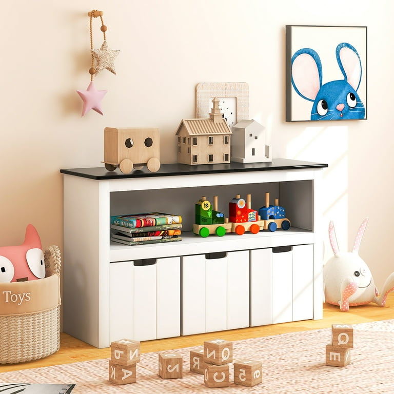 Costway Green Kids Toy Storage Organizer with Bins and Multi-Layer