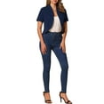 thumbnail image 2 of INSPIRE CHIC Women's Work Blazer Shawl Collarless Open Front Cropped Cardigan XS Dark Blue, 2 of 6