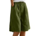 thumbnail image 5 of AKEGAMN Summer Cotton Linen Loose Fit Elastic Waist Knee Length Casual Beach Shorts with Pockets, Green S-3XL, 5 of 6
