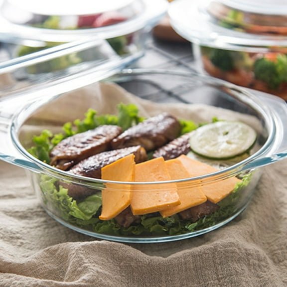 Worgeous 1Pack Glass Bowls with Glass Lids Round Dish for Food Storage