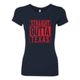 thumbnail image 2 of Straight Outta Texas TEX Fan | Fantasy Baseball Fans | Womens Sports Slim Fit Junior Tee, Navy, Small, 2 of 4