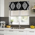 thumbnail image 4 of Baroque Black Curtain Valances for Windows, Kitchen Valance Window Treatments Panel 2 Pack, Vintage Damask Classic Floral Rod Pocket Short Curtains for Bathroom Bedroom 42 x 12 Inch, 4 of 8