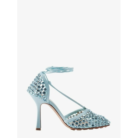 

WOMAN Leather and mesh sandals with rhinestones