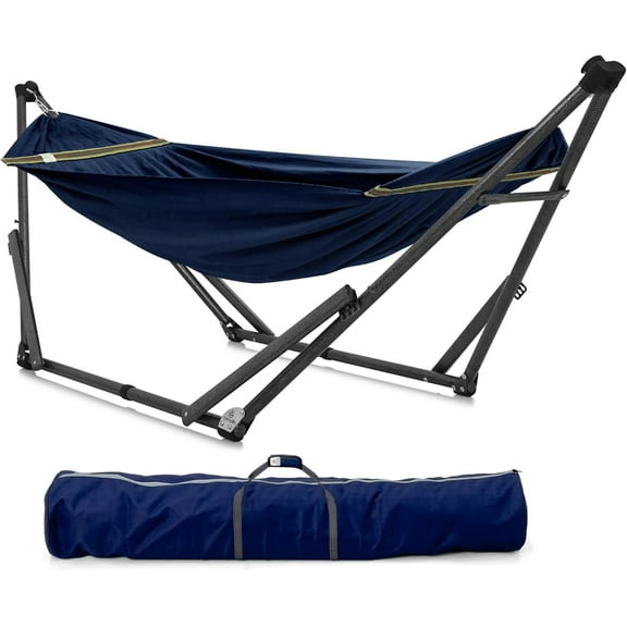 Tranquillo Uniki Hammock with Stand, 550 lbs Capacity - 30 Second Setup, Sturdy Steel Stand, 3-Year Warranty, Tool-Free Assembly, Premium Carry Bag Included, Outdoor & Indoor Hammock, Navy