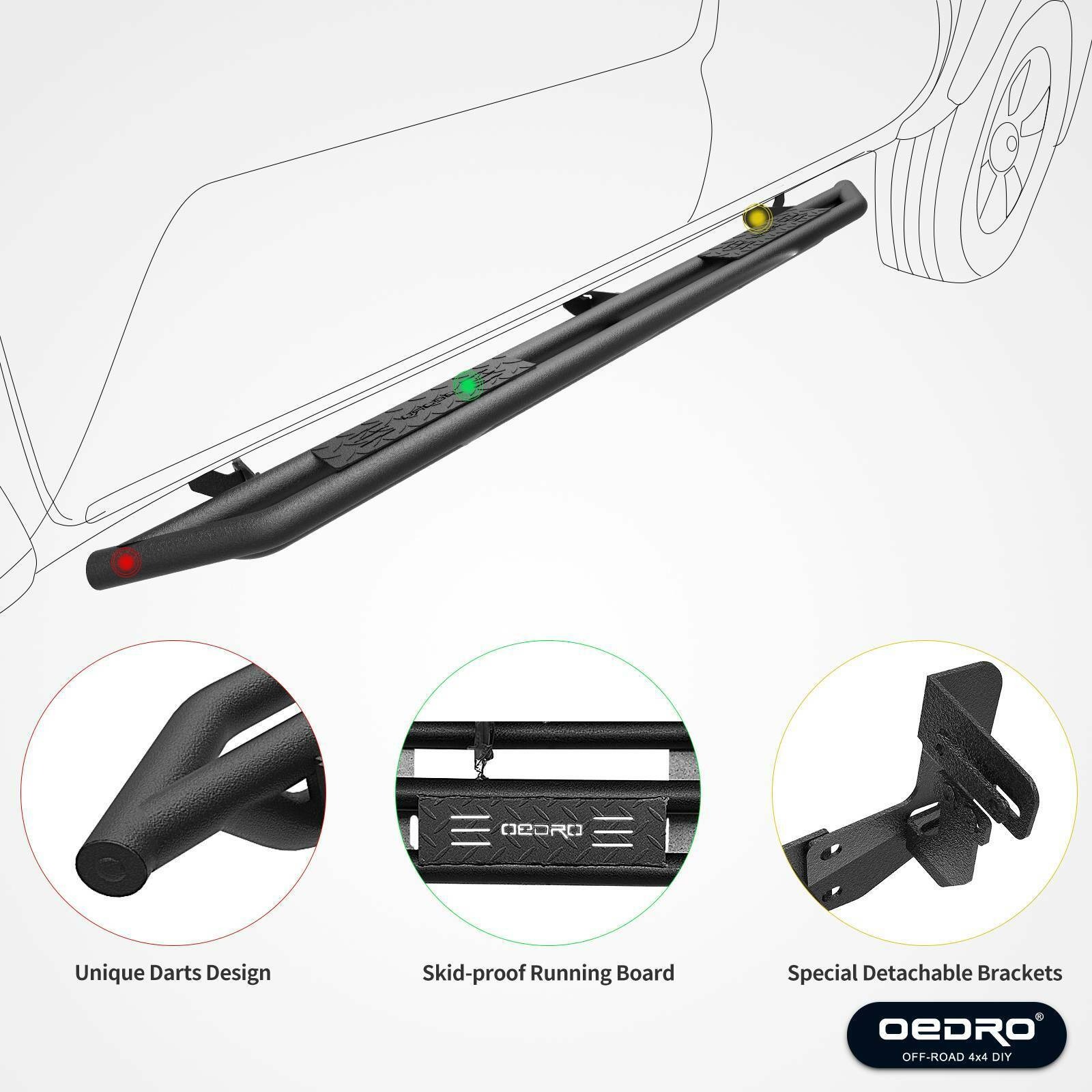 RVNI Running Boards for 2009-2018 Ram 1500 2019-2022 Ram 1500 Classic Quad Cab 2010-2022 2024 2500/3500 6 in Side Steps