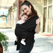 Wrap Baby Carrier: Multifunctional Stretchy Infant Sling | Perfect for Newborn Babies & Children up to 35 lbs | Black