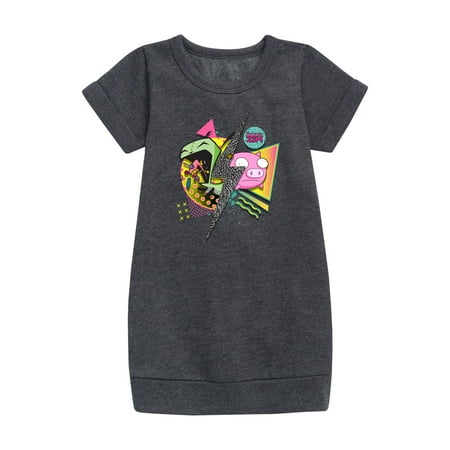 

Invader ZIM - GIR and Pig - Retro Style - Toddler And Youth Girls Fleece Dress