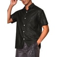 thumbnail image 4 of INSPIRE CHIC Sequins Shirts for Men's Retro Button Down Short Sleeve Party Glitter Shirt L Black, 4 of 6
