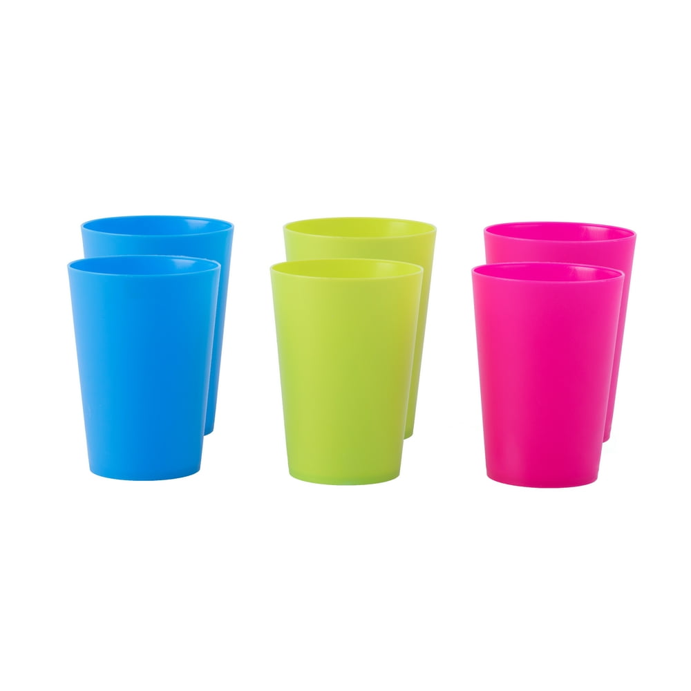 Plastic Reusable Cups 7 OZ Set of 6 (2 Red, 2 Green, 2