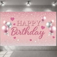 thumbnail image 6 of Pink Style Banner Glitter Design Birthday Party Banner Balloon Decoration Heart Pattern Pink Birthday Banner for Girls Birthday Party Indoor Decoration Birthday Photo Backdrop, 6 of 9