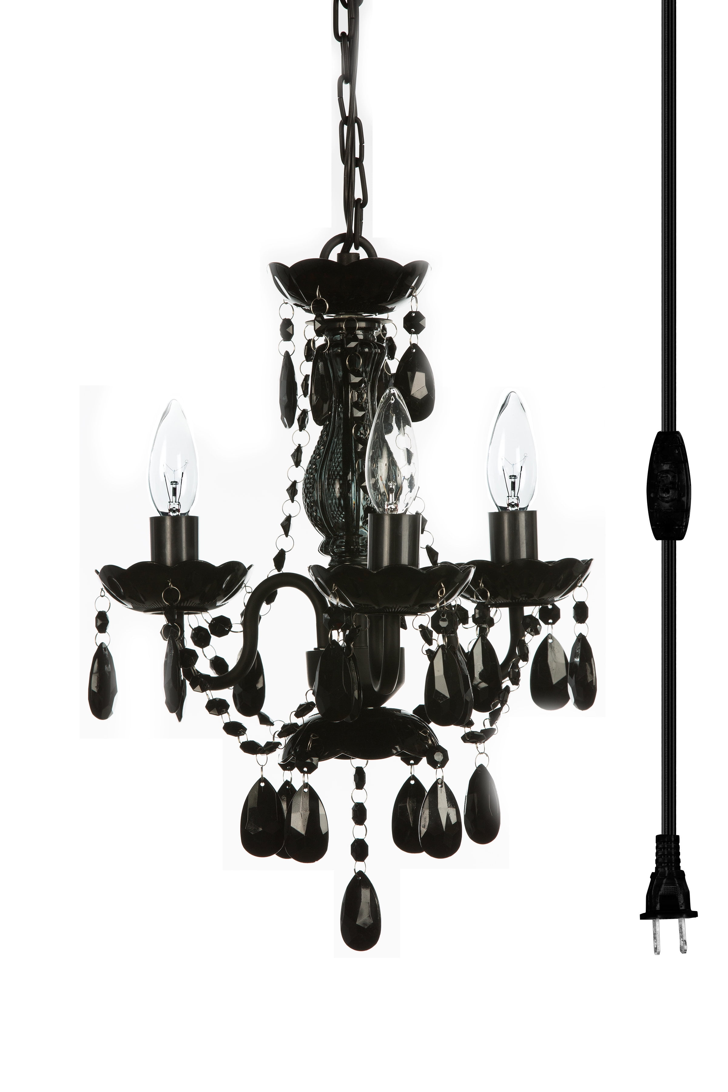 Gypsy Color Acrylic Crystal Chandelier, Black 3 Light Plug-in - Walmart.com