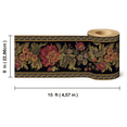 thumbnail image 3 of TRIMZ, Victorian Botanical Floral Chrysanthemum, Wallpaper Border, Pre-pasted, 15 ft L x 9 in W, Black, Burgundy, Green, 3 of 6