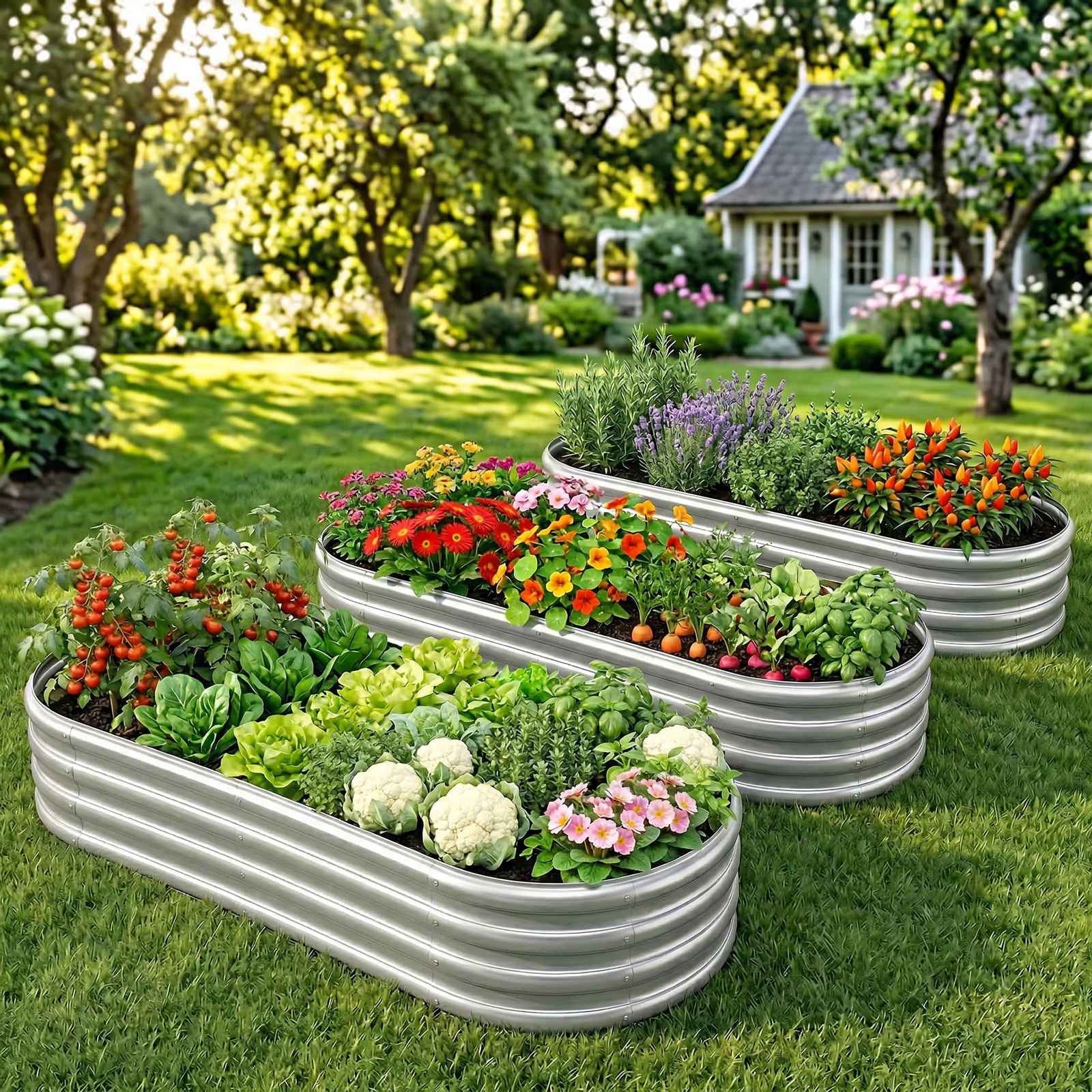 Galvanized Raised Garden Bed, UNTIMATY 8×3×1ft Large Metal Planter Boxes Outdoor, Metal Garden Bed Planter for Vegetables Flowers Herb