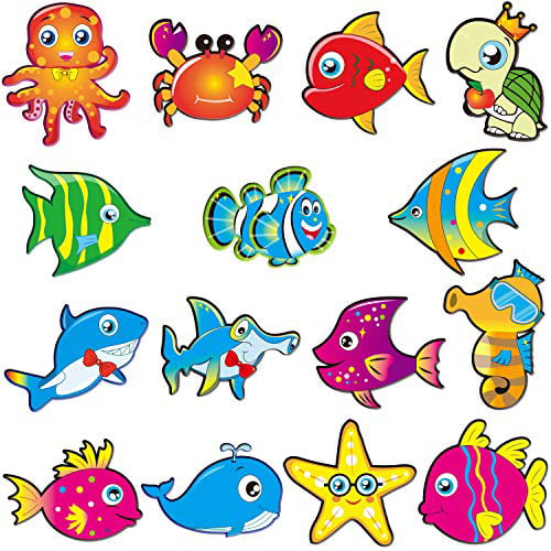 60 Pieces Sea Animals Cut-Outs Fish Classroom Accents ...