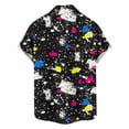 thumbnail image 4 of Telankuip Mens Hawaiian Style Print Shirts Summer Lapel Button down Short Sleeve Casual Style Shirt Loose Lightweight Breathable Beach Vacation and Daily Wear 16-Black S, 4 of 5