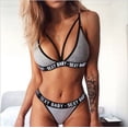 thumbnail image 1 of Traje de baño bikini de tres puntos con perspectiva y letras, ropa interior sexy, 1 of 6