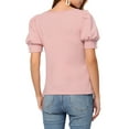 thumbnail image 3 of INSPIRE CHIC Puff Sleeve Blouse Top for Women's Casual Boat Neck T Shirt Pink XS, 3 of 6