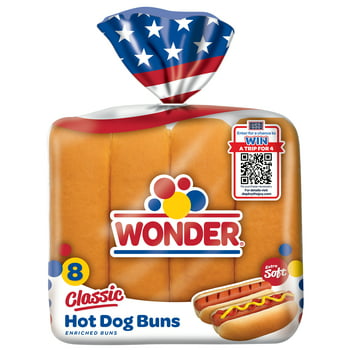 Wonder Bread Classic Hot Dog Buns, White Bread Hot Dog Buns, 8 Count