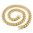 thumbnail image 2 of Mens Miami Cuban Link Bracelet Chain Necklace 18k Gold Plated Stainless Steel, 2 of 5