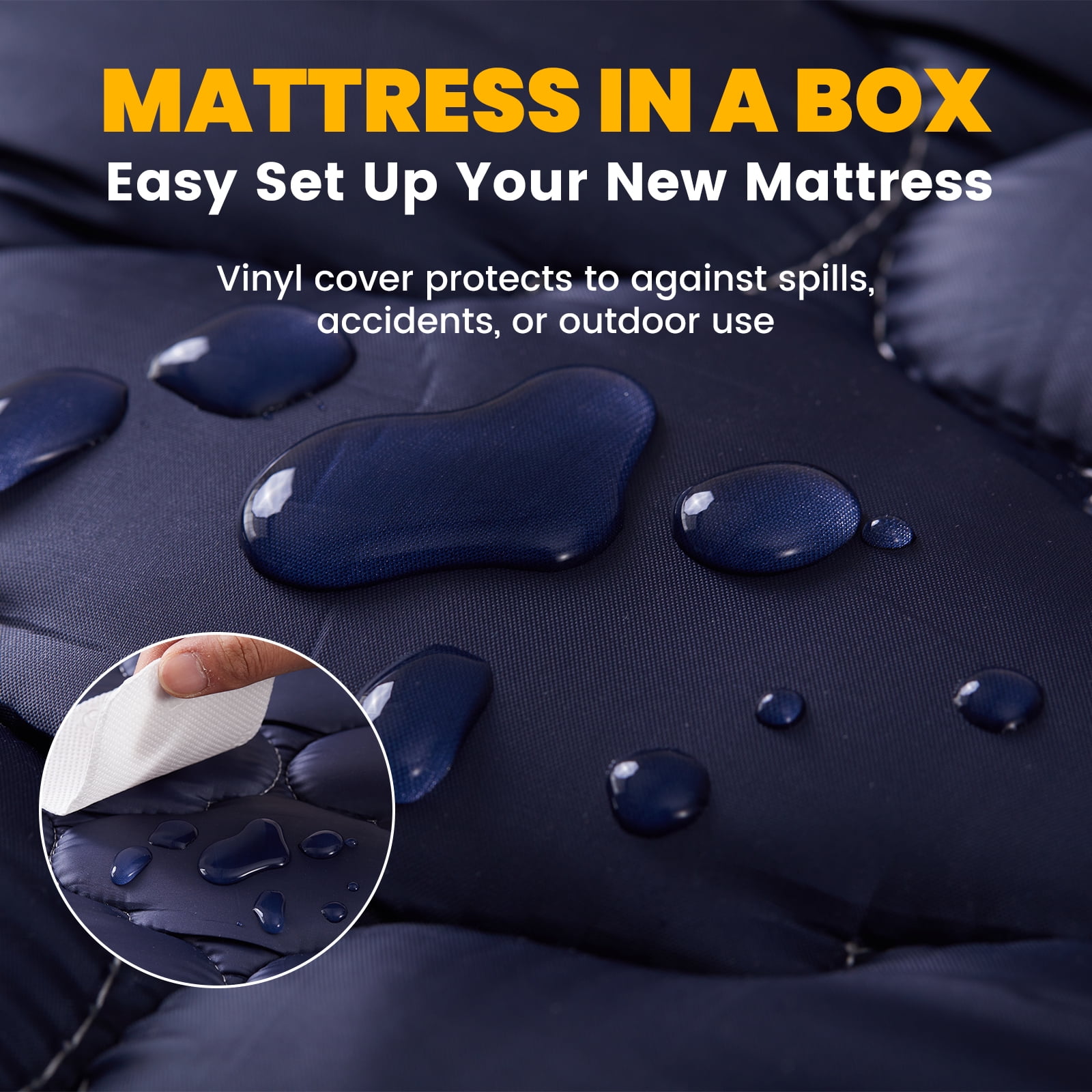 CHIUSNOOZE 6 inch Twin Mattress Water-Resistant High-Density Memory Foam Mattress with Stylish Diamond-Quilted Breathable Fabric, Distributes Weight Evenly, Twin Deluxe, Navy Blue