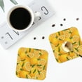thumbnail image 4 of Vsdgher Yellow Limes Print Leather Coasters for Drinks, Durable Drink Coasters 4 Set for Tabletop Protection, Luxurious Home Décor and Housewarming Gift-Square, 4 of 6