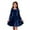 #0052-Dark Blue, variant on Favoffer Girls' Princess Dress Long Sleeve, Ruffled Mesh Toddler Fall-Winter Sequin Accents Crewneck, for Parties Daily Wear 3-8Y