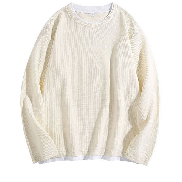 pstuiky camisas de manga larga para hombre, Sudadera con capucha de dos piezas, manga larga, redonda, color liso, informal, para hombre top de hombre xxxxxl