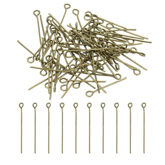 Uxcell 25mm Open Eye Pins, 400Pcs 21 Gauge Metal Head Pins Needles, Bronze