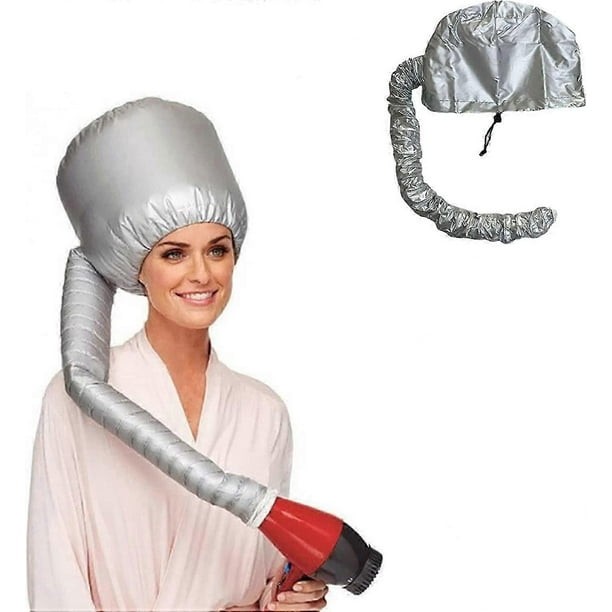 Adjustable Hood, Handheld Portable Soft Steam Cap, Hair Clips for Blow Dry Styling Curly Deep Conditioning (Gray)
