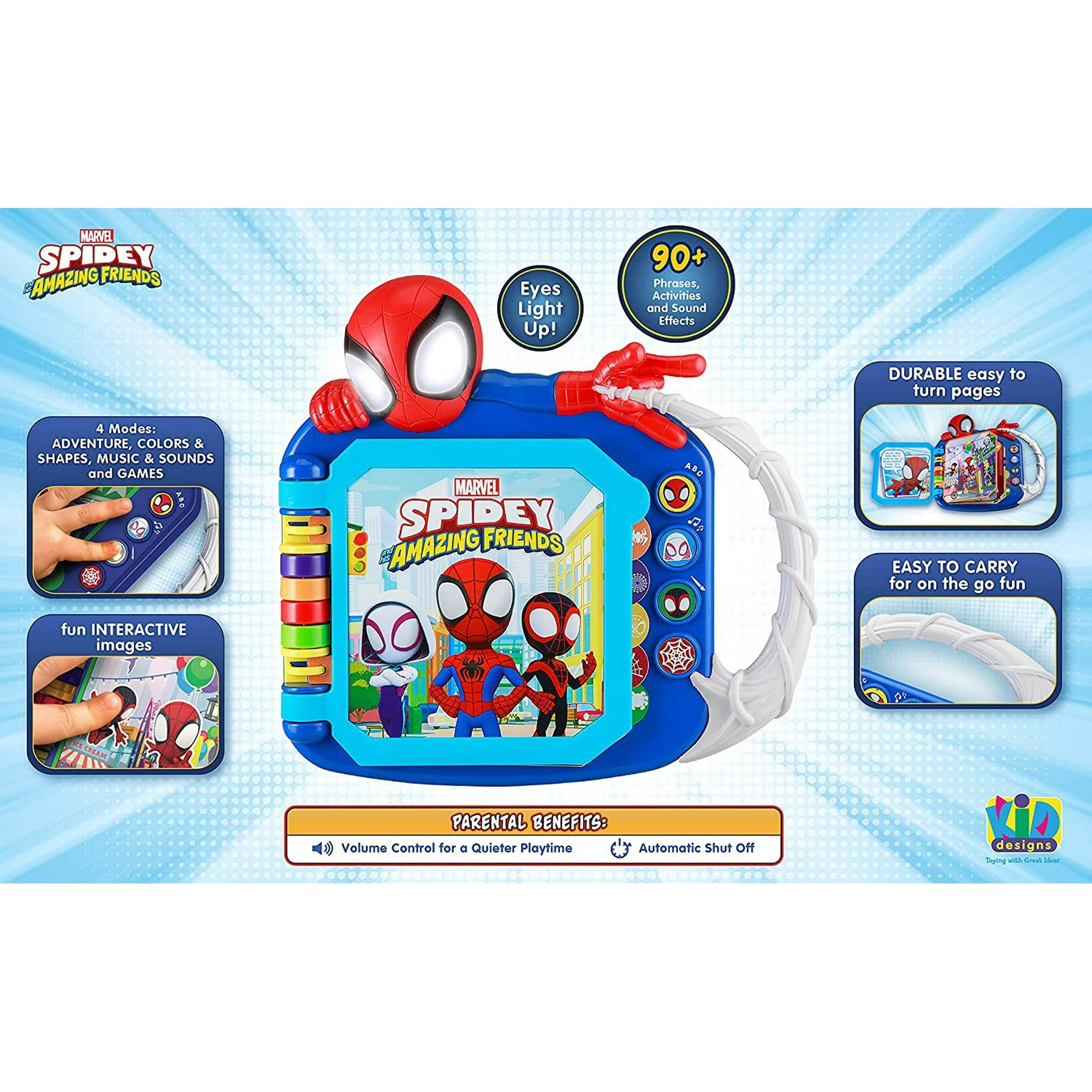 Kiddesigns Ekids Spidey And His Amazing Friends Book Toddler Toys With Built In Preschool Learning Games Educational Toys For Fans Of Spiderman Toys