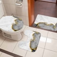 thumbnail image 4 of Gray Gold Marble Bath Mat 3 Piece Bathroom Rug Set, Modern Abstract Marble Crack Texture Non Slip Bath Rug Contour Mat and Toilet Lid Cover, Absorbent Shower Mats Soft Bath Rugs and Mats Sets, 4 of 8