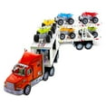 thumbnail image 1 of Semi-Trailer Truck Toy Freight Carrier Larger 15 inch Big Rig Truck with 8 Automatic Friction Powered ATV Racing Quad Bike Motorcycle for Christmas, Birthdays, 1 of 6