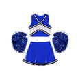 thumbnail image 3 of YIZYIF Cheer Leader Costume for Girls High School Cheerleading Uniforms Tank Top with Skirt Pompoms Outfit Set Royal Blue 6, 3 of 6