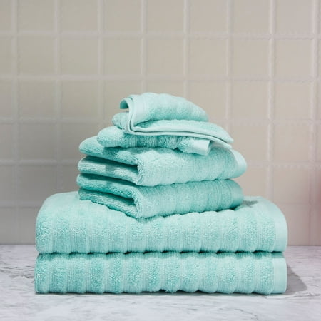 Mainstays Textured Performance Cotton Bath Set - 6 Piece Set
