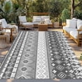 thumbnail image 2 of Grey White Boho Outdoor Rug for Patio/Deck/Porch, Non-Slip Large Area Rug 5 x 7 Ft, Vintage Ethnic Tribe Abstract Art Indoor Outdoor Rugs Washable Area Rugs, Reversible Camping Rug Carpet Runner, 2 of 8