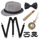 thumbnail image 5 of Conjunto de corbata y puros con correa de sombrero de espiga de lana para fiesta de graduación de hombre de los años 20, 5 of 5