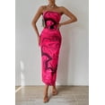 thumbnail image 4 of Vestido PRETTYGARDEN Strapless Maxi Bodycon Floral Rojo S, 4 of 7