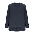 thumbnail image 6 of EchfiProm Womens Tunic Shirts Navy V-Neck Tops Long Sleeve Loose Blouse Solid for Women Fall, 6 of 6