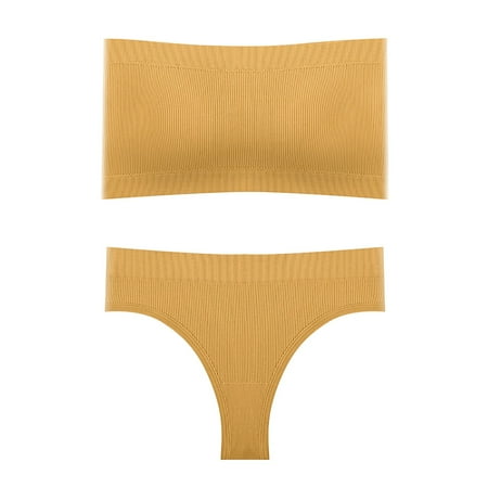 

EUHDSSDE Follure Women 2 Piece Strapless Top With Padded Bra Lingerie Vest And Thong Panties Set