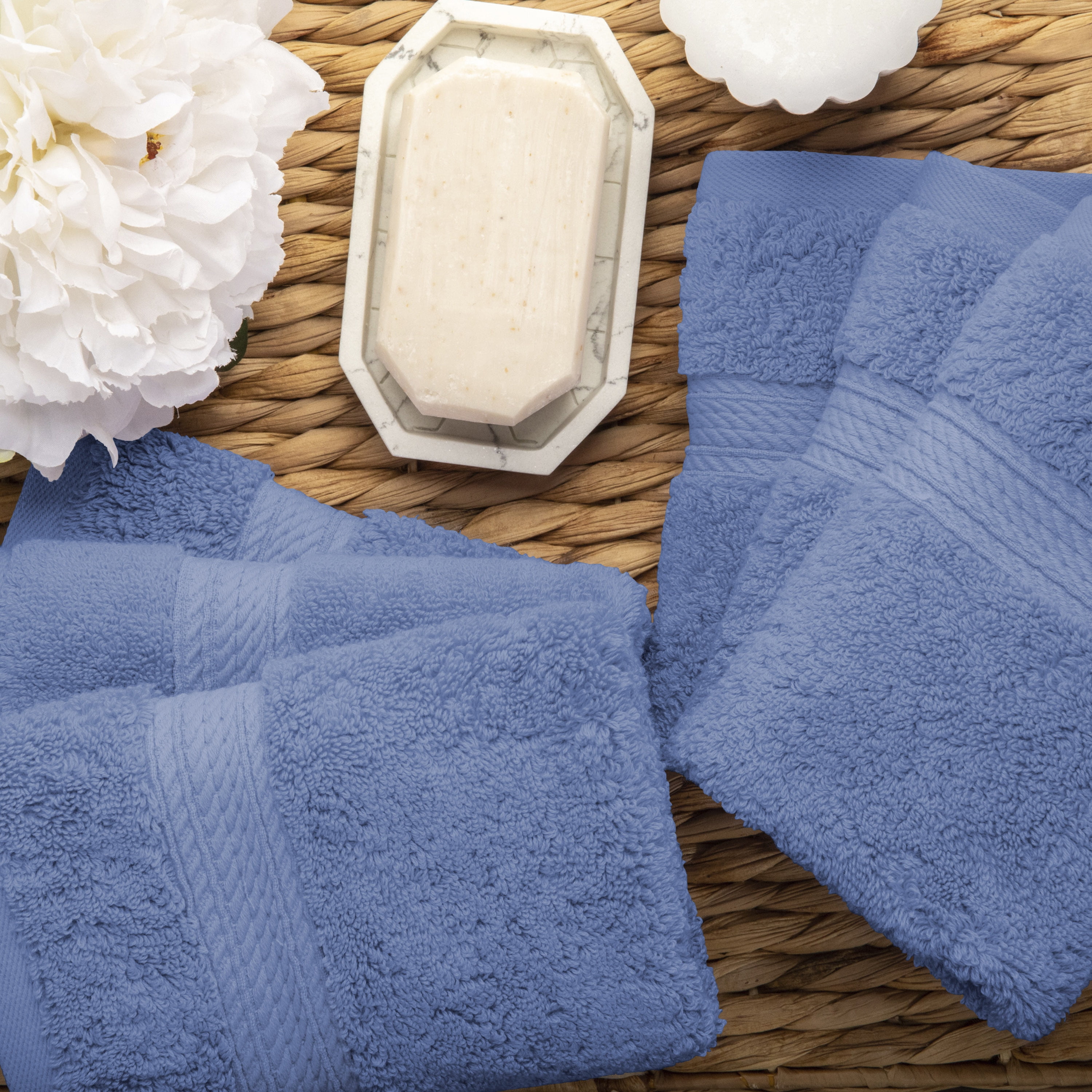 Premium Egyptian Cotton Highly Absorbent Assorted 6-Piece Plush Towel Set - 13" x 13"