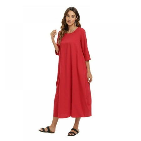 

Women s Maxi Dresses Solid Kaftan Loose Cotton Long Dress