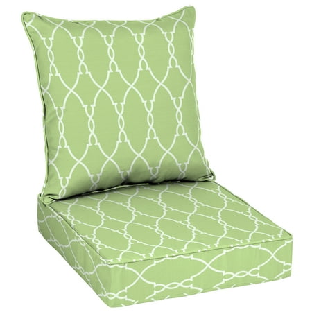 Deep Seat Patio Cushions Set Better Homes & Gardens Green Trellis 48 x 24 in. Outdoor Deep Seat Cushion Set with EnviroGuard ()